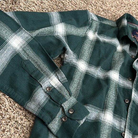 Mens Nomad Green plaid long sleeve button up - S - Picture 4 of 6